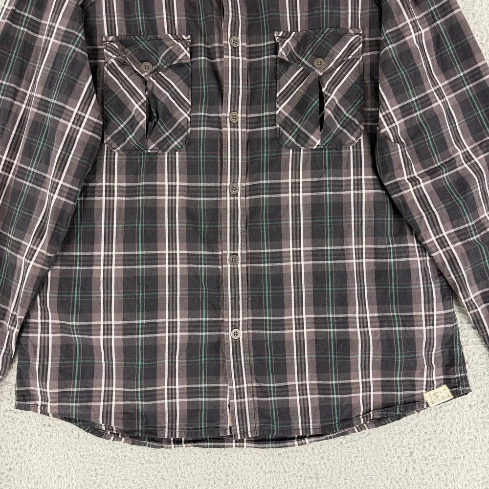 True Religion Button Down Shirt Mens XXXL Black Plaid Western Long Sleeve Cotton